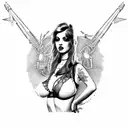 sexy punk rock girl in lingerie tattoo design idea