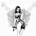 sexy punk rock girl in lingerie tattoo design idea