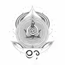 om with a trident on in background with slogan om namah parvati patah har har mahadev tattoo design idea