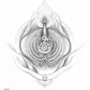 om with a trident on in background with slogan om namah parvati patah har har mahadev tattoo design idea