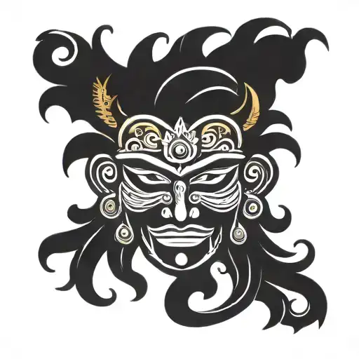 sri lankan raksha mask surrounded tattoo design idea