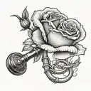 A stethoscope intertwined with a delicate rose, symbolizing empathy and compassion towards patients and their loved ones tattoo design idea