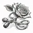 A stethoscope intertwined with a delicate rose, symbolizing empathy and compassion towards patients and their loved ones tattoo design idea