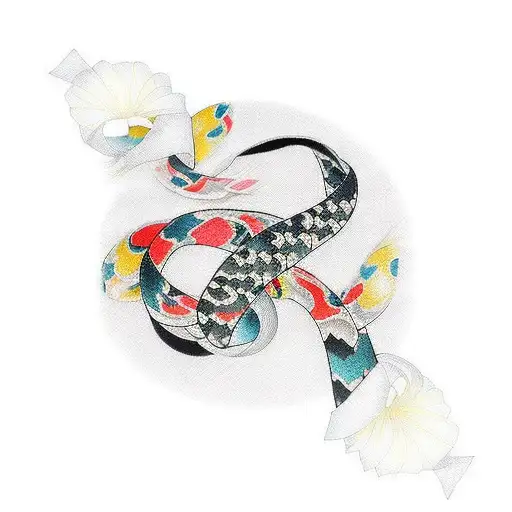 cancer ribbon that made out of koi fishes tattoo design idea