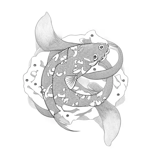cancer ribbon that made out of koi fishes tattoo design idea