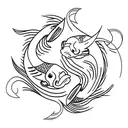 two koi fishes kissing that create the shape of the  cancer ribbon  tattoo design idea