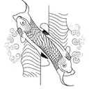 two koi fishes kissing that create the shape of the  cancer ribbon  tattoo design idea