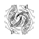 two koi fishes kissing that create the shape of the  cancer ribbon  tattoo design idea