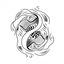 two koi fishes kissing that create the shape of the  cancer ribbon  tattoo design idea