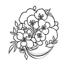 cherry blossom with moon tattoo design idea