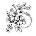 cherry blossom with moon tattoo design idea