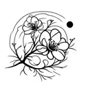 cherry blossom with moon tattoo design idea