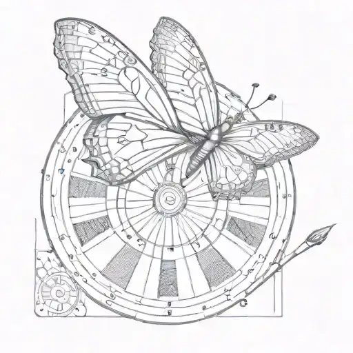 butterfly and darts board tattoo design idea