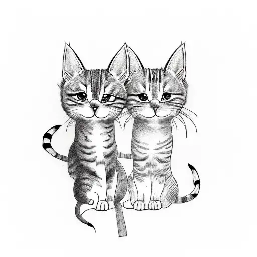 couple tattoo for people who love each other with alien cats, one cat is from a fire planet, the other cat is from a wat tattoo design idea