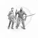 father and son in a timeless loop tattoo design idea