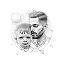 father and son in a timeless loop tattoo design idea