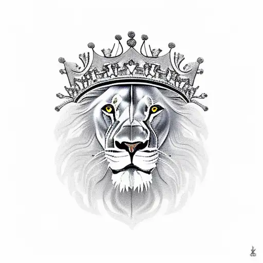lion with crown. no whiskers. represent england. tattoo design idea