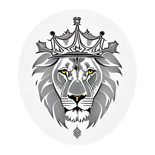 lion with crown. no whiskers. represent england. tattoo design idea