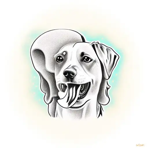 a dog with a bone in it's mouth tattoo design idea