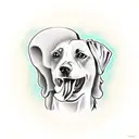 a dog with a bone in it's mouth tattoo design idea