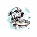 a dog with a bone in it's mouth tattoo design idea