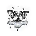 a dog with a bone in it's mouth tattoo design idea