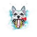 a dog with a bone in it's mouth tattoo design idea