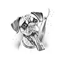 a dog with a bone in it's mouth tattoo design idea