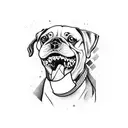 a dog with a bone in it's mouth tattoo design idea