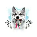 a dog with a bone in it's mouth tattoo design idea