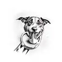 a dog with a bone in it's mouth tattoo design idea
