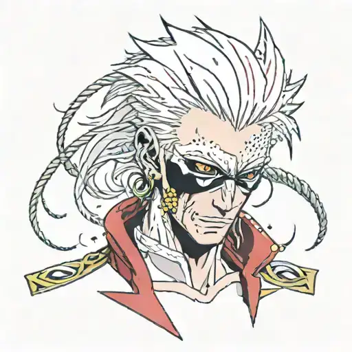 jean polnareff's red earring with glitter tattoo design idea