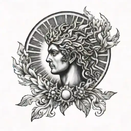 helios with a sun in the background tattoo design idea