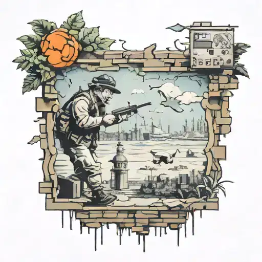 banksy art works combination   tattoo design idea