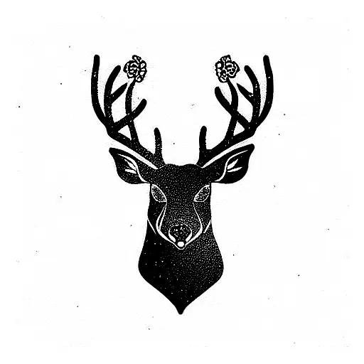 deer head made out of flowers tattoo design idea