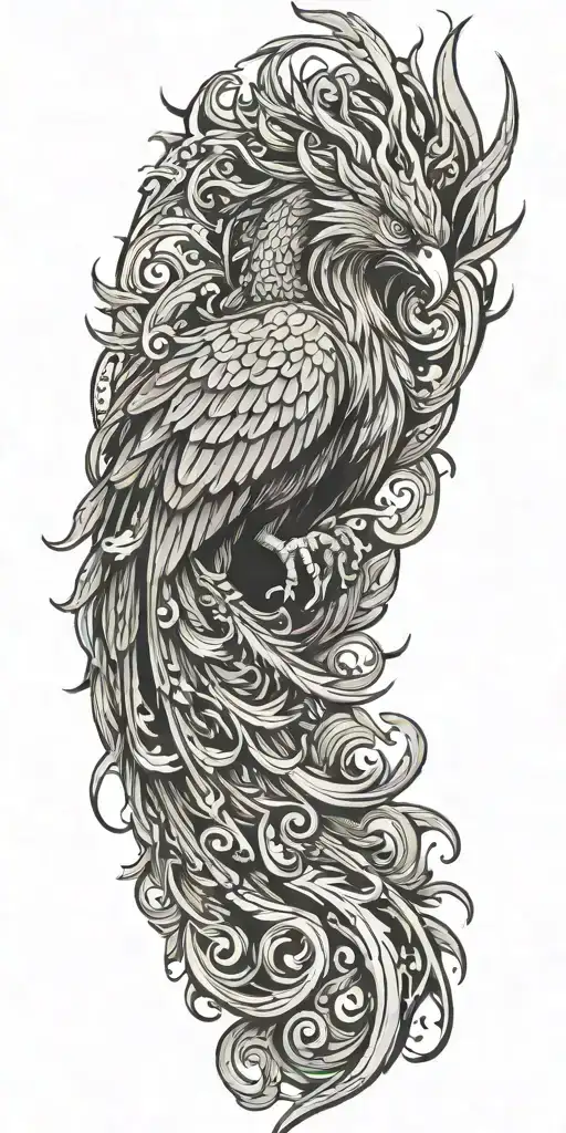 Phoenix and flames  tattoo design idea