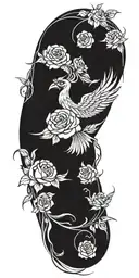 Phoenix and roses tattoo design idea