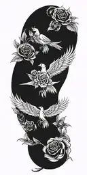 Phoenix and roses tattoo design idea