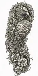 Phoenix burning snd rose tattoo design idea