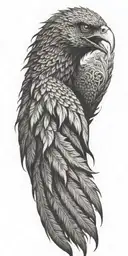 flaming Phoenix rising from ash tattoo design idea