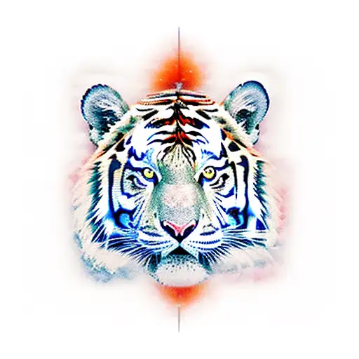 red/orange Tiger eyes on forearm with a Greek ornamant band tattoo design idea