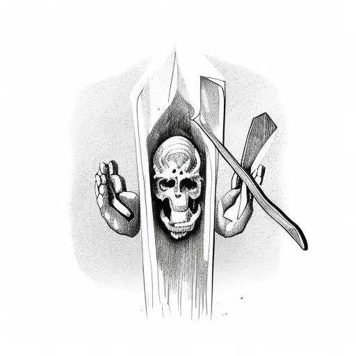 praying hands cut off with an axe tattoo design idea