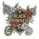 only text: 'black owned' tattoo design idea