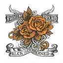 only text: 'black owned' tattoo design idea