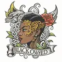 only text: 'black owned' tattoo design idea