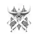 cross that doubles as a scale  tattoo design idea