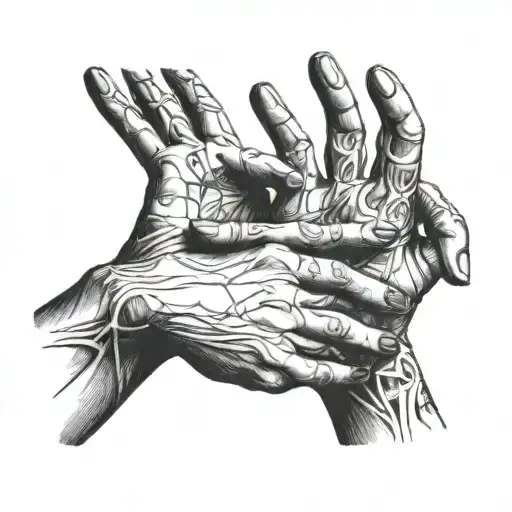hands reaching tattoo design idea