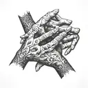 hands reaching tattoo design idea