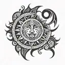 tribal sun and moon tattoo design idea
