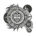 tribal sun and moon tattoo design idea